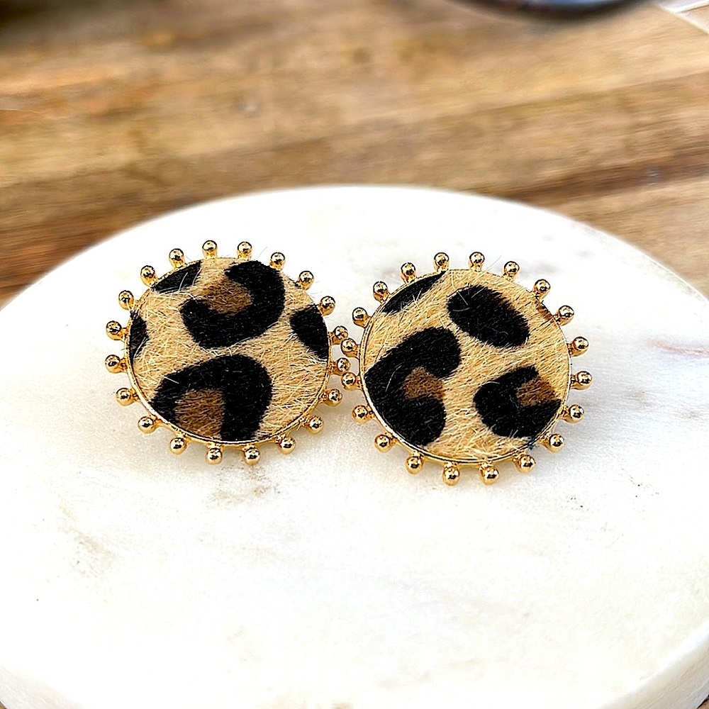Animal print gold earrings